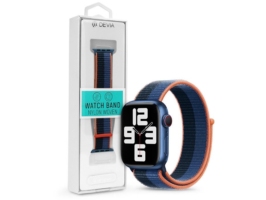 Devia ST364716 Apple Watch 42/44/45/49mm kék/fekete szövet sport szíj