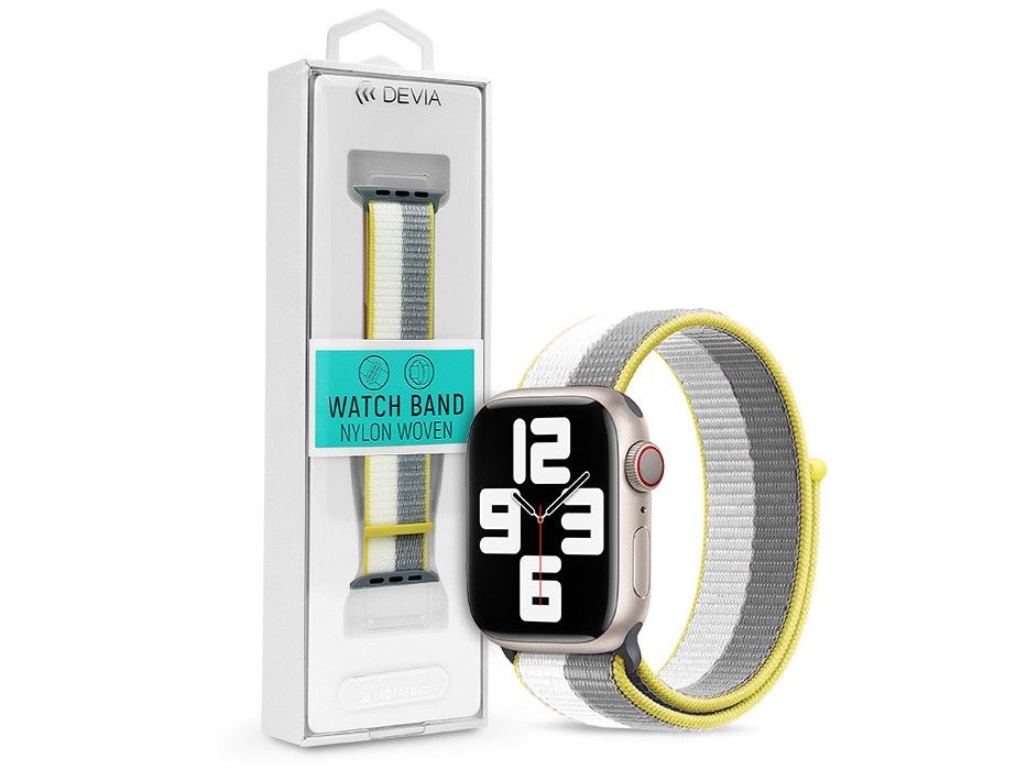 Devia ST364747 Apple Watch 42/44/45/49mm fehér/szürke szövet sport szíj