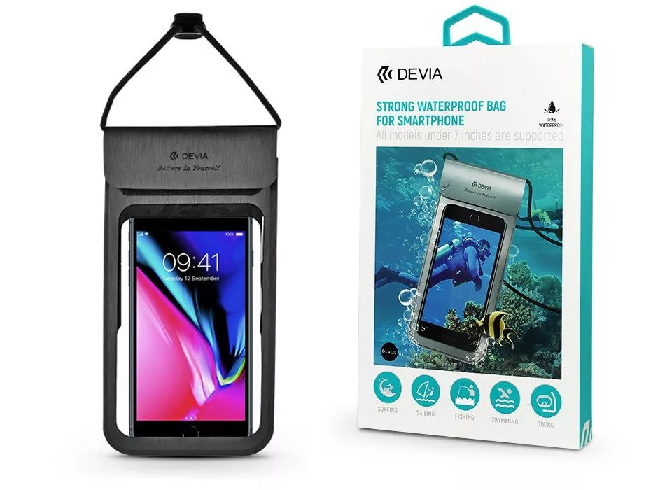 Devia ST384806 Strong Waterproof Bag 7" Univerzális vízálló fekete védőtok