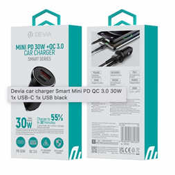 Devia ST385360 Smart Mini PD 30W+QC 3.0 USB+Type-C szivargyújtó töltő adapater