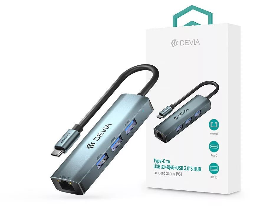Devia ST387982 Leopard Series 5 V3 Type-C/USB 3.1/RJ45/3xUSB 3.0 HUB