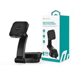 Devia ST398735 Smart Series Magnetic 15W műszerfalra/szélvédőre helyezhető fekete vezeték nélküli autós töltő/tartó