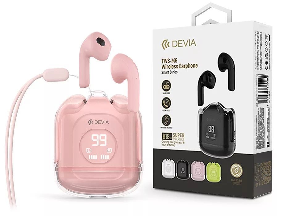 Devia ST399305 TWS-M6 True Wireless Bluetooth rózsaszín fülhallgató