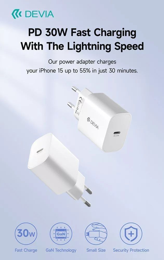 Devia ST399794 Smart GaN 30W Type-C Hálózati töltő adapter
