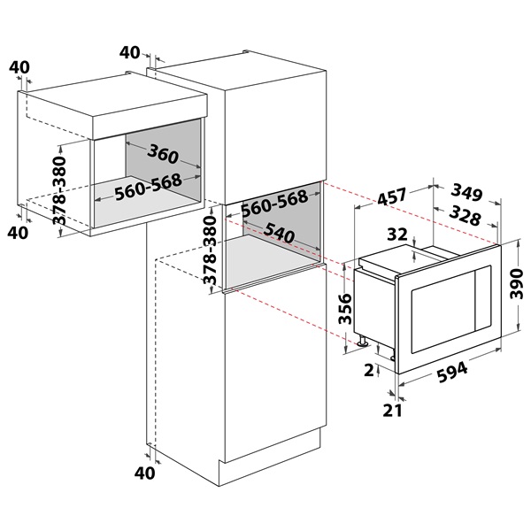 Dimarson DM-D70H20ESP-XTA beépíthető fekete mikrohullámú sütő