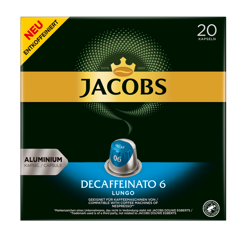 Douwe Egberts Jacobs Lungo 6 Decaffeinato koffeinmentes 20db kávékapszula