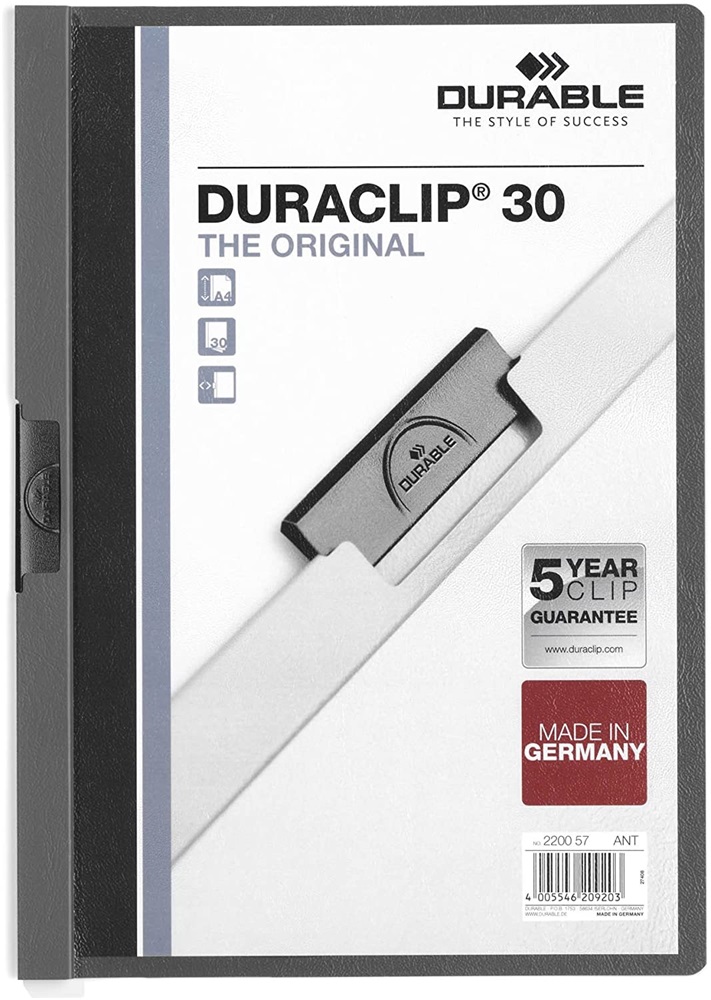 Durable Duraclip A4 30lapos antracit clip-mappa