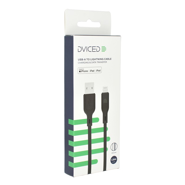 Dviced DV110001 1,25m USB A - Lightning fekete adat- és töltőkábel