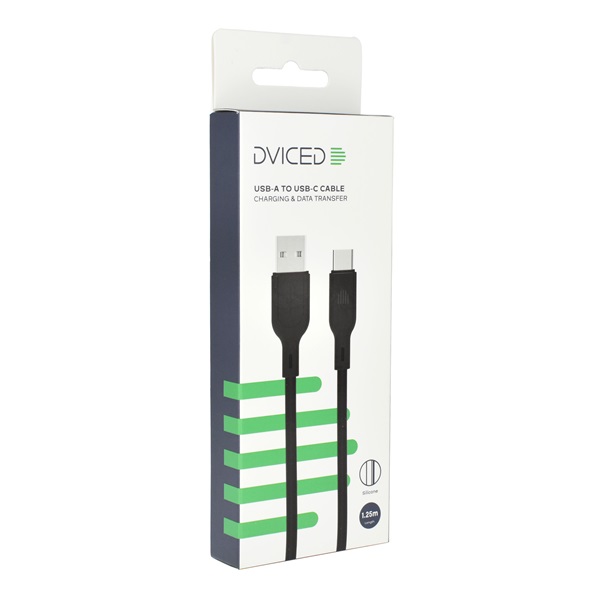 Dviced DV110005 1,25m USB A - Type-C fekete adat- és töltőkábel