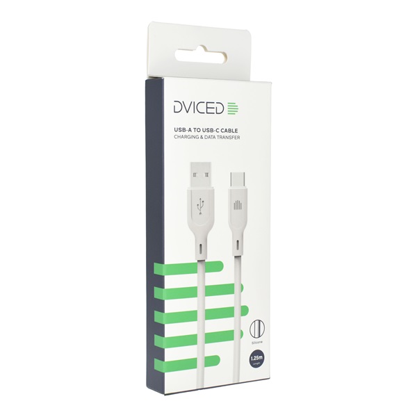 Dviced DV110006 1,25m USB A - Type-C fehér adat- és töltőkábel