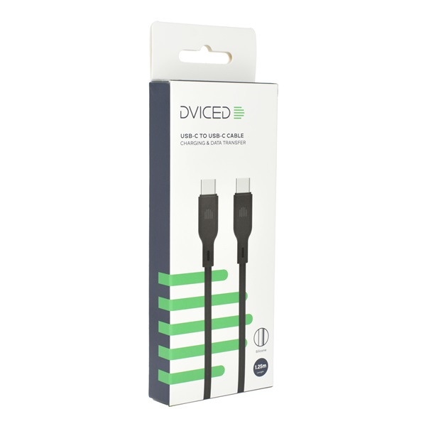 Dviced DV110007 1,25m Type-C fekete adat- és töltőkábel