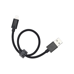 Dviced DV120001 25cm USB A - Lightning fekete szőtt borítású adat- és töltőkábel