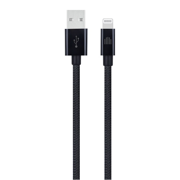 Dviced DV120002 1,25m USB A - Lightning fekete szőtt borítású adat- és töltőkábel