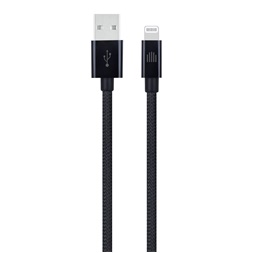 Dviced DV120002 1,25m USB A - Lightning fekete szőtt borítású adat- és töltőkábel