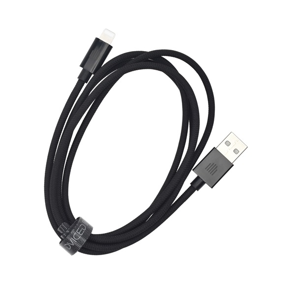 Dviced DV120002 1,25m USB A - Lightning fekete szőtt borítású adat- és töltőkábel