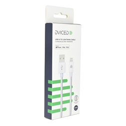 Dviced DV120003 1,25m USB A - Lightning fehér szőtt borítású adat- és töltőkábel