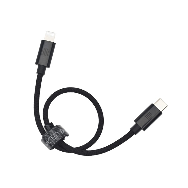 Dviced DV120004 25cm Type-C - Lightning fekete szőtt borítású adat- és töltőkábel