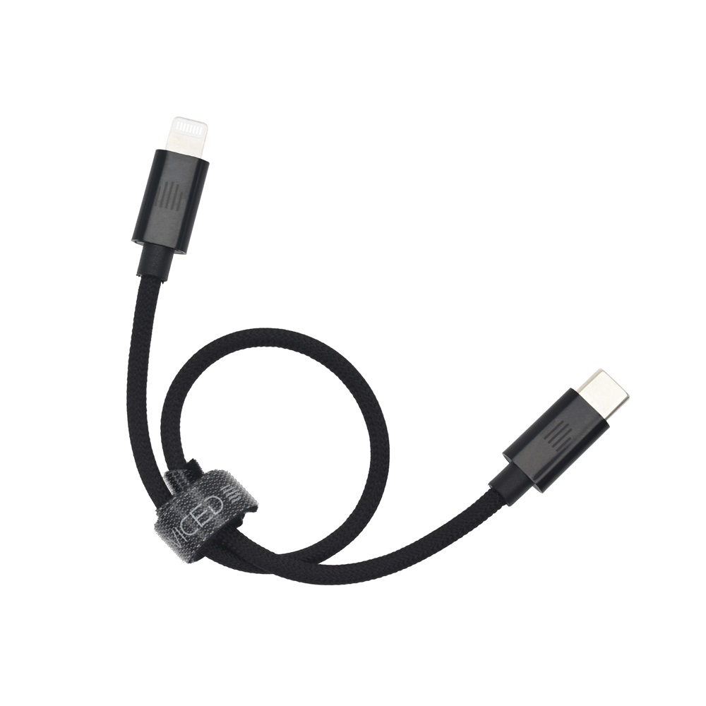 Dviced DV120004 25cm Type-C - Lightning fekete szőtt borítású adat- és töltőkábel