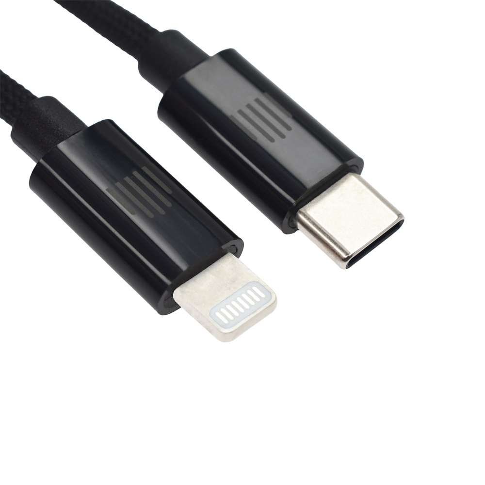 Dviced DV120005 1,25m Type-C - Lightning fekete szőtt borítású adat- és töltőkábel