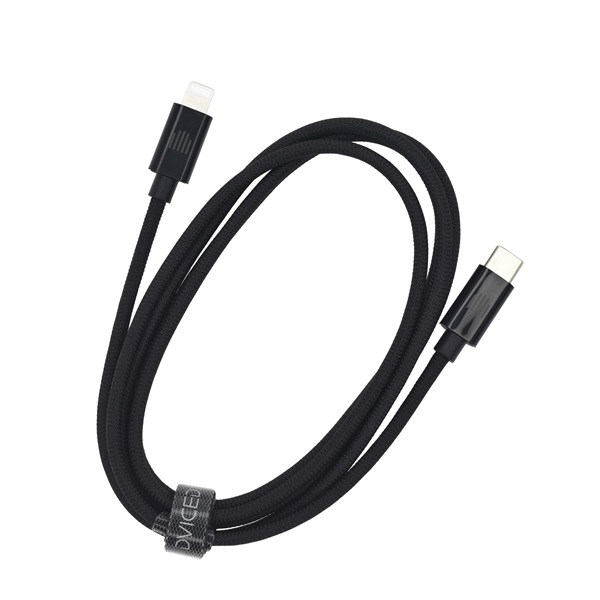 Dviced DV120005 1,25m Type-C - Lightning fekete szőtt borítású adat- és töltőkábel