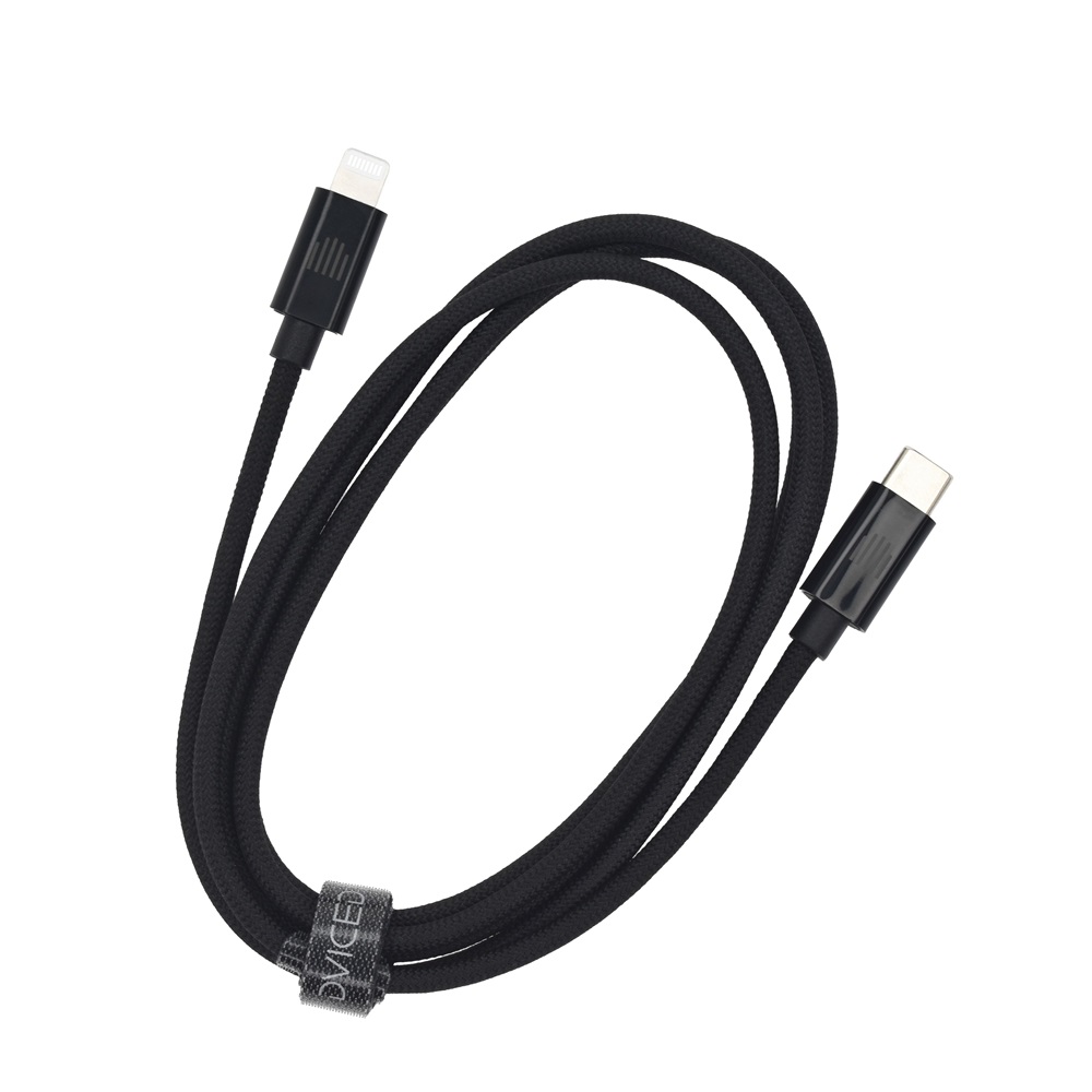 Dviced DV120005 1,25m Type-C - Lightning fekete szőtt borítású adat- és töltőkábel