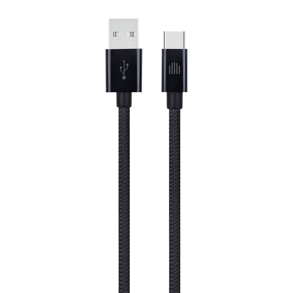 Dviced DV120007 1,25m USB A - Type-C fekete szőtt borítású adat- és töltőkábel