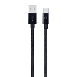 Dviced DV120007 1,25m USB A - Type-C fekete szőtt borítású adat- és töltőkábel