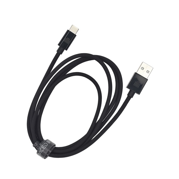 Dviced DV120007 1,25m USB A - Type-C fekete szőtt borítású adat- és töltőkábel