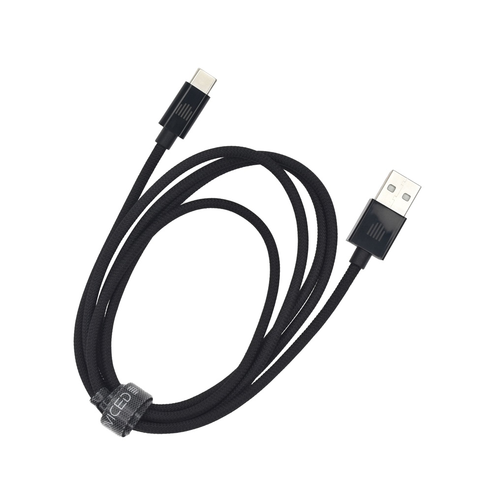 Dviced DV120007 1,25m USB A - Type-C fekete szőtt borítású adat- és töltőkábel