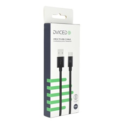 Dviced DV120007 1,25m USB A - Type-C fekete szőtt borítású adat- és töltőkábel