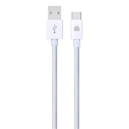 Dviced DV120008 1,25m USB A - Type-C fehér szőtt borítású adat- és töltőkábel