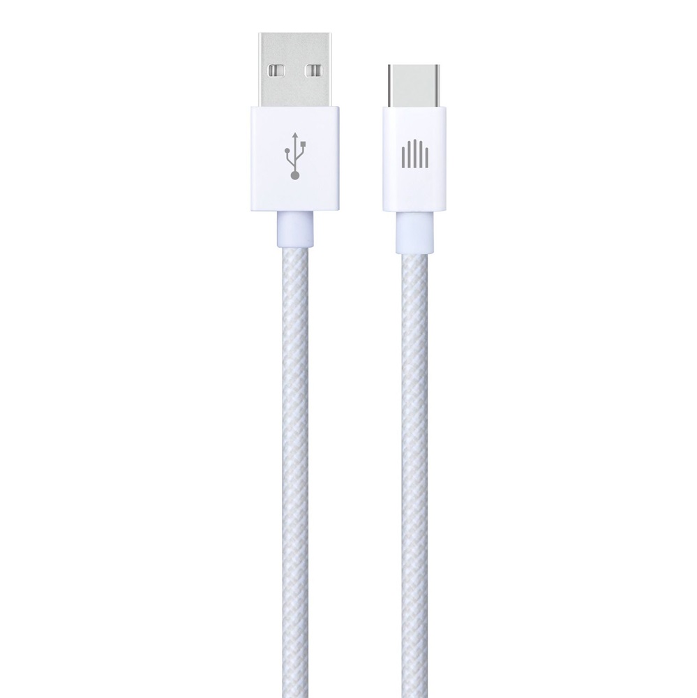 Dviced DV120008 1,25m USB A - Type-C fehér szőtt borítású adat- és töltőkábel