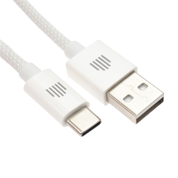 Dviced DV120008 1,25m USB A - Type-C fehér szőtt borítású adat- és töltőkábel