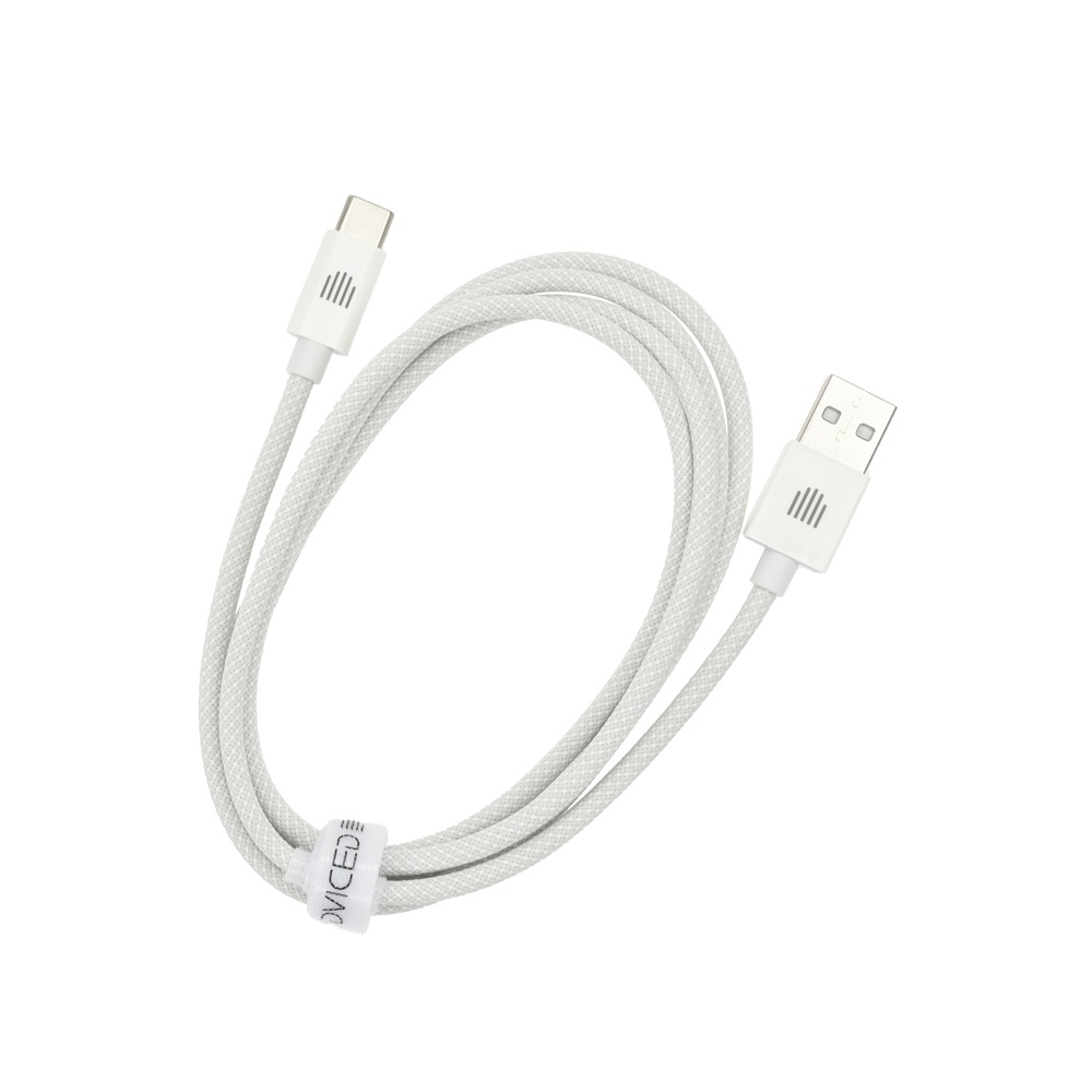 Dviced DV120008 1,25m USB A - Type-C fehér szőtt borítású adat- és töltőkábel