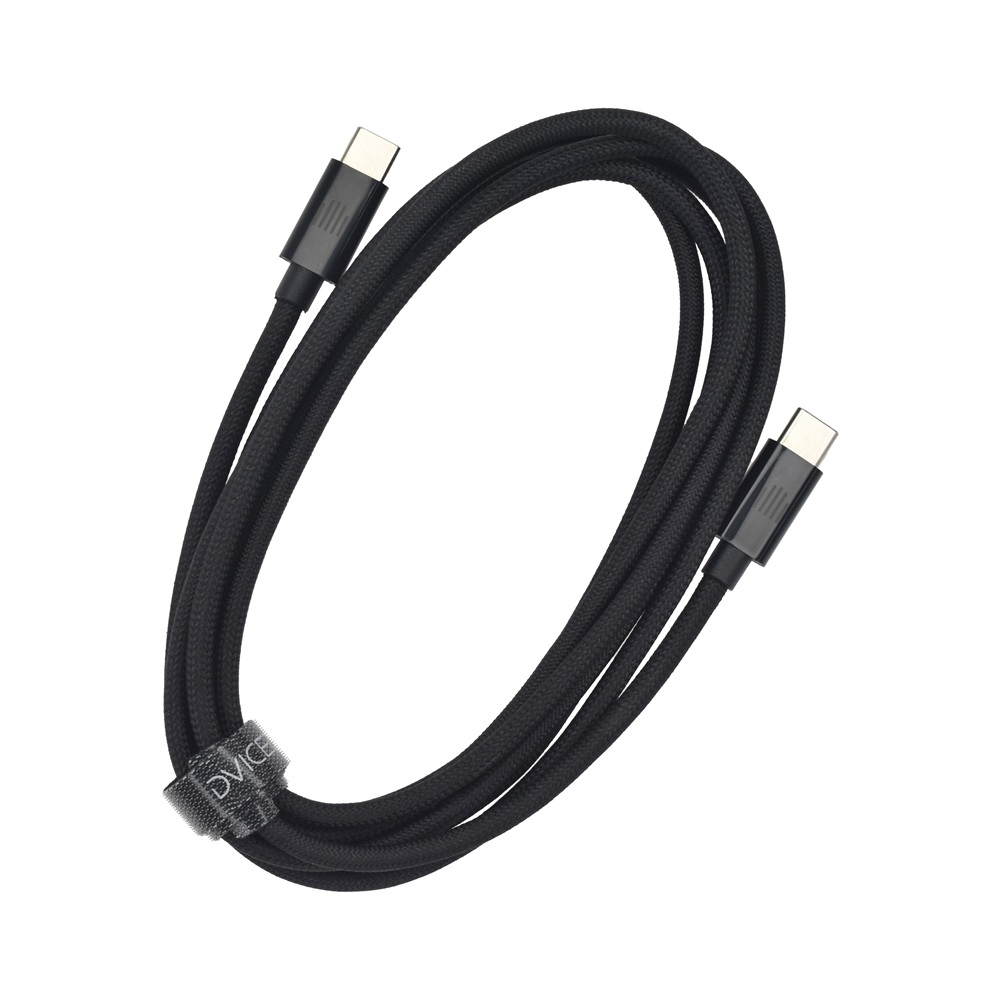 Dviced DV120012 2m Type-C fekete szőtt borítású adat- és töltőkábel