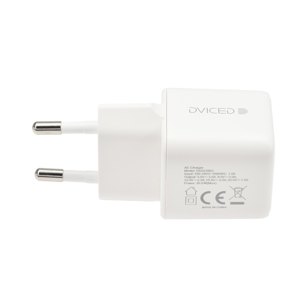 Dviced DV221002 30W Type-C GaN fehér hálózati töltő