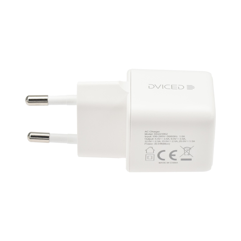 Dviced DV221002 30W Type-C GaN fehér hálózati töltő