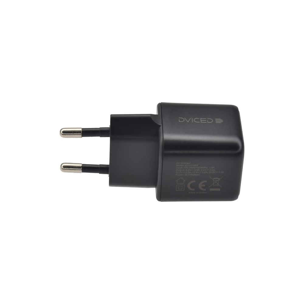 Dviced DV221003 30W Type-C GaN fekete hálózati töltő