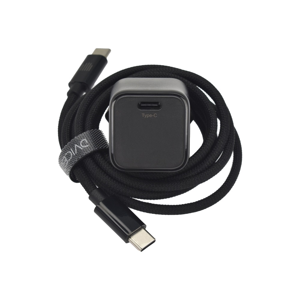 Dviced DV221005 30W Type-C GaN fekete hálózati töltő + Type-C kábel