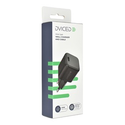 Dviced DV221005 30W Type-C GaN fekete hálózati töltő + Type-C kábel