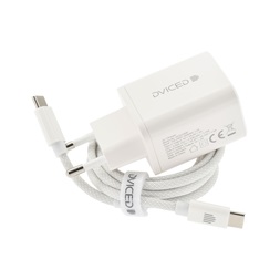 Dviced DV221008 35W USB/Type-C GaN fehér hálózati töltő + Type-C kábel