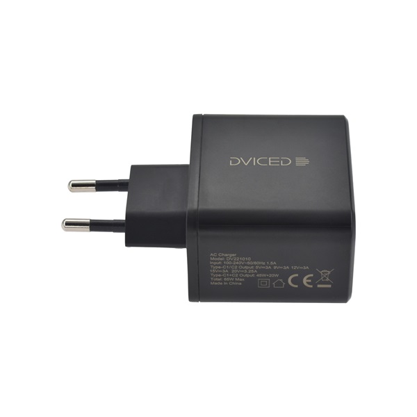 Dviced DV221010 65W 2xType-C GaN fekete hálózati töltő