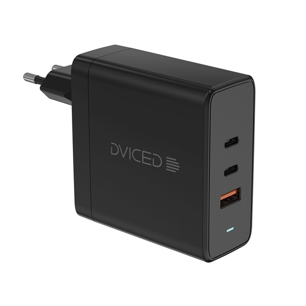 Dviced DV221012 65W 2xType-C/USB GaN fekete hálózati töltő