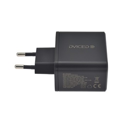 Dviced DV221012 65W 2xType-C/USB GaN fekete hálózati töltő