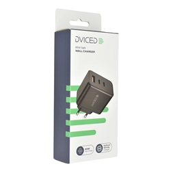 Dviced DV221012 65W 2xType-C/USB GaN fekete hálózati töltő