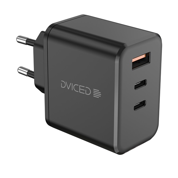 Dviced DV221014 140W 2xType-C/USB GaN fekete hálózati töltő