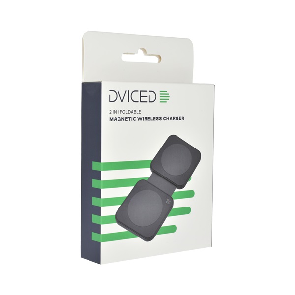 Dviced DV230008 15W 2in1 összecsukható fekete vezeték nélküli töltő állomás