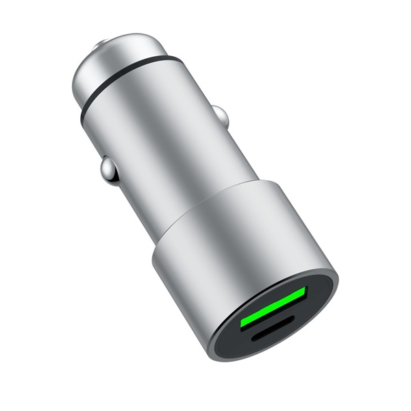 Dviced DV250003 60W 2xType-C/USB szürke autós töltő
