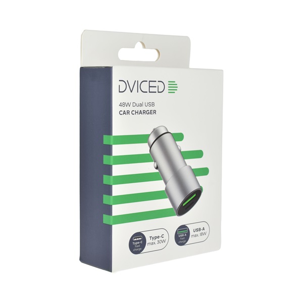 Dviced DV250004 48W Type-C/USB szürke autós töltő