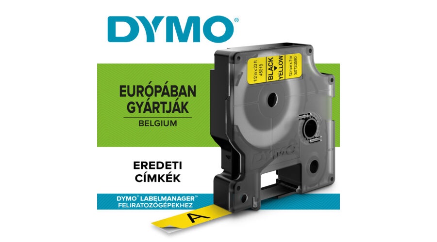 Dymo D1 12mmx7m fekete/sárga feliratozógép szalag